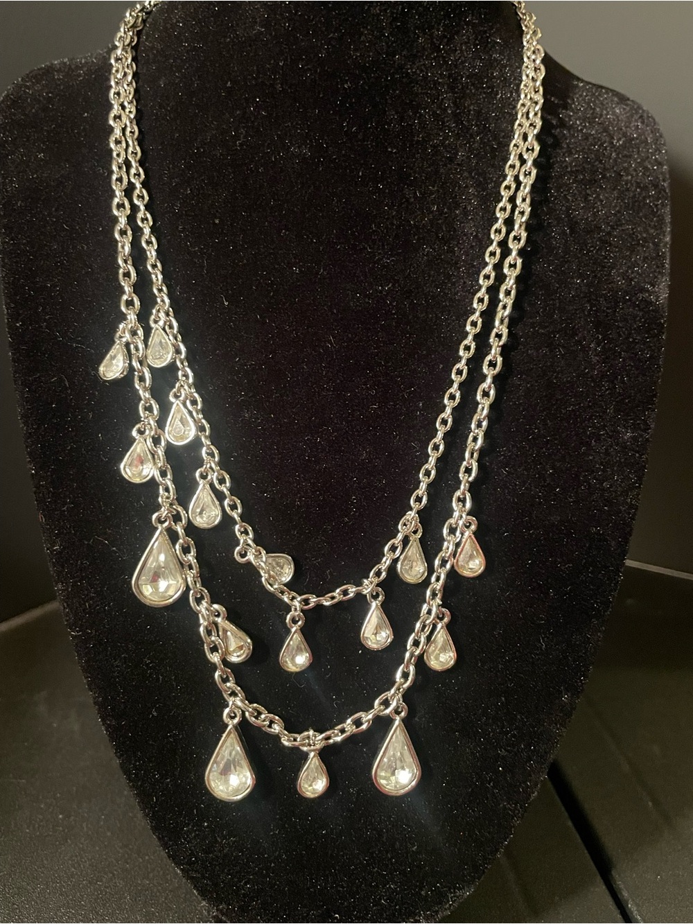 Silver toned Teardrop Multi-Strand Necklace - Women Jewelry